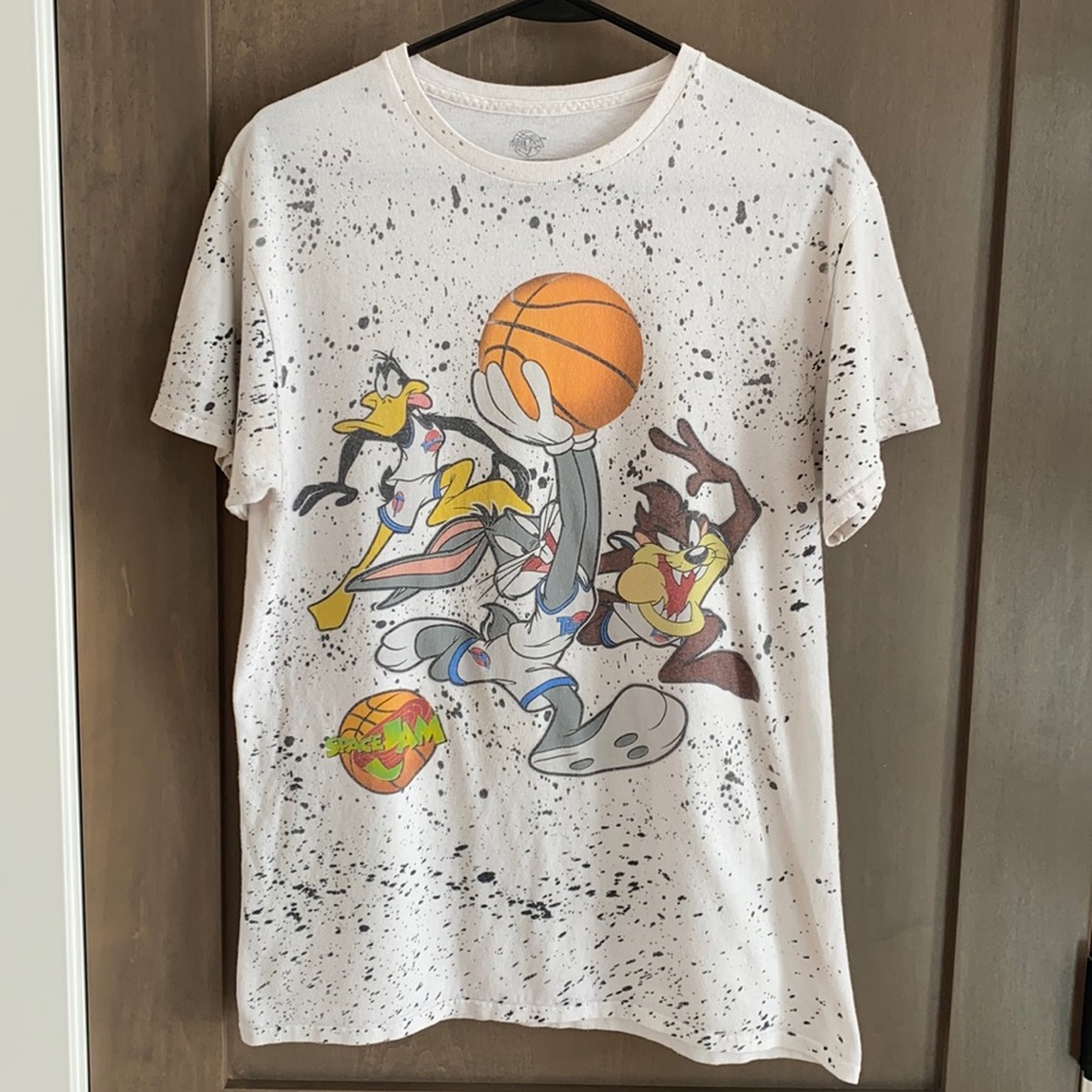 Vintage Space Jam Looney Tunes Splatter Paint Tee Size M